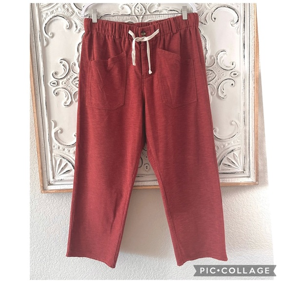 POLAGRAM COTTON BLEND SOFT KNIT CUT HEM ANKLE LENGTH PANTS - Picture 1 of 3